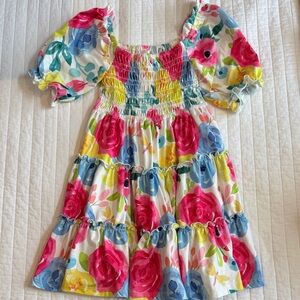 Toddler Girls Floral Smocked Puff-Sleeve Dress - Mila & Rose 4T